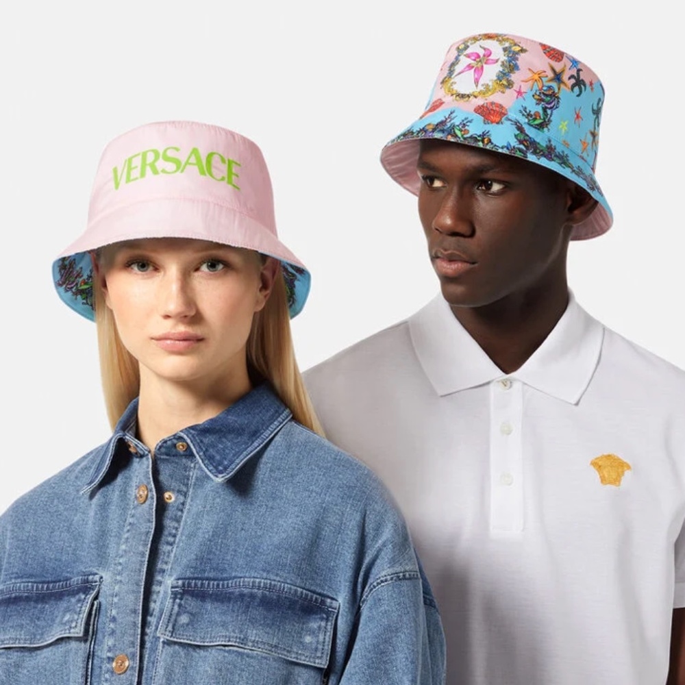 NWT - Versace Tresor De La Mer Bucket Hat - Reversible - Size: XL 60cm